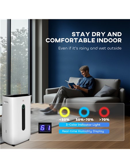 HOMCOM 6500mL Portable Dehumidifier with Air Purifier Filter, 24H Timer, 4 Modes, 22L/Day, for Home Laundry Basement