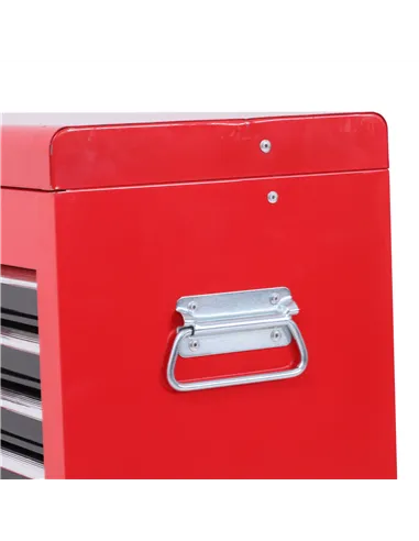 HOMCOM Tool Chest, Metal Tool Cabinet on Wheels with 6 Drawers, Pegboard, Top Chest and Roller Cabinet Combo, 61.6 x 33 x 108cm,