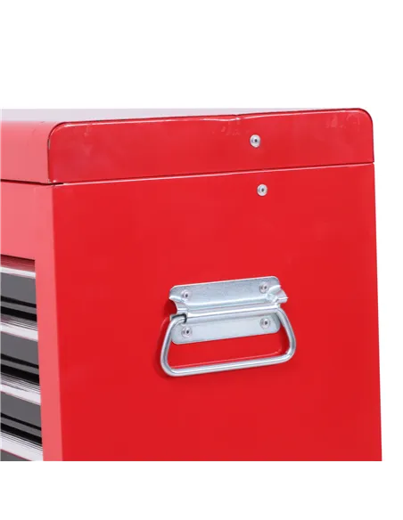 HOMCOM Tool Chest, Metal Tool Cabinet on Wheels with 6 Drawers, Pegboard, Top Chest and Roller Cabinet Combo, 61.6 x 33 x 108cm,