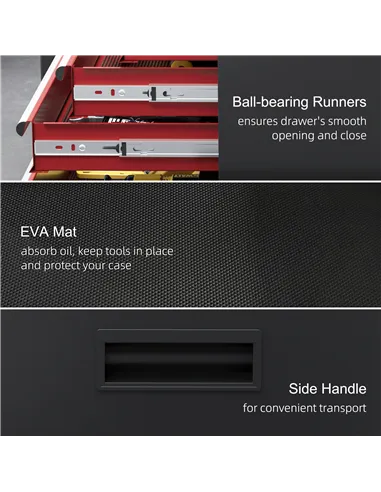 HOMCOM Two-Part Tool Storage Chest on Wheels - Black/Red