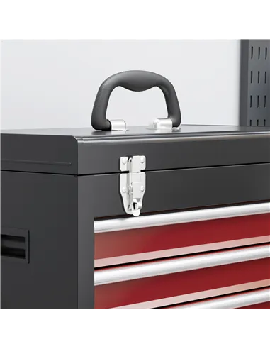 HOMCOM Two-Part Tool Storage Chest on Wheels - Black/Red