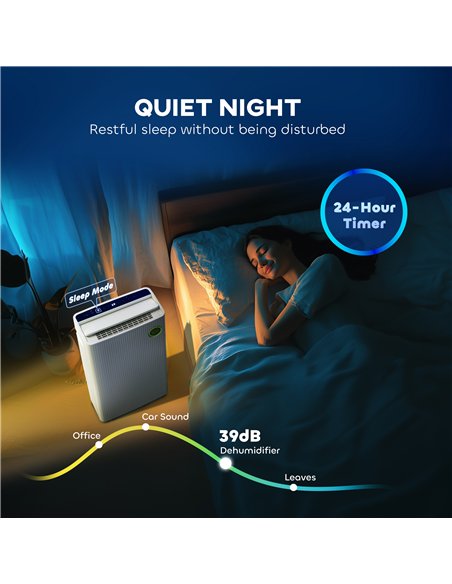 HOMCOM 5500mL Portable Dehumidifier with Air Purifier, UVC, Ioniser, 24H Timer, 5 Modes, 16L/Day, for Home Laundry, White