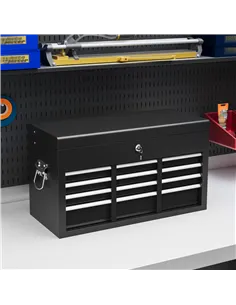 HOMCOM Steel Six Drawer Tool Storage Carry Chest, with Lock and Keys - Black 2