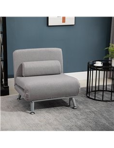 HOMCOM Adjustable Back Futon Sofa Chair - Grey 2