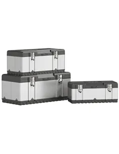 HOMCOM 3 Pieces Stainless Steel Toolbox Set, 23"/ 19"/ 16"