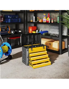 HOMCOM 4 Drawers Large Toolbox - Yellow 2