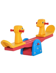 HOMCOM Kids Seesaw Safe Teeter Totter 2 Seats with Easy-Grip Handles, Safe, Indoor Outdoor Living Room Playroom Backyard Equipme