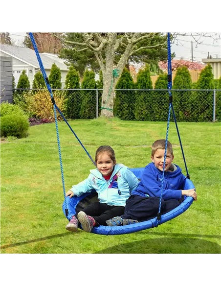 HOMCOM Kid Nest Swing Seat Saucer Tree Swing 40 Inch/100cm for Outdoor Indoor Blue