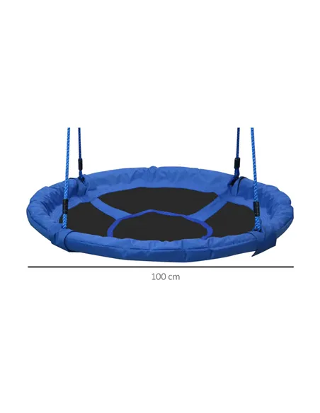 HOMCOM Kid Nest Swing Seat Saucer Tree Swing 40 Inch/100cm for Outdoor Indoor Blue