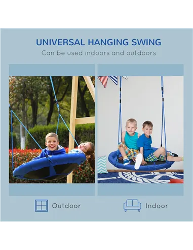 HOMCOM Kid Nest Swing Seat Saucer Tree Swing 40 Inch/100cm for Outdoor Indoor Blue