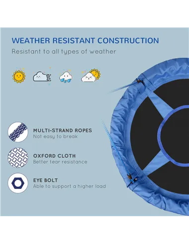 HOMCOM Kid Nest Swing Seat Saucer Tree Swing 40 Inch/100cm for Outdoor Indoor Blue