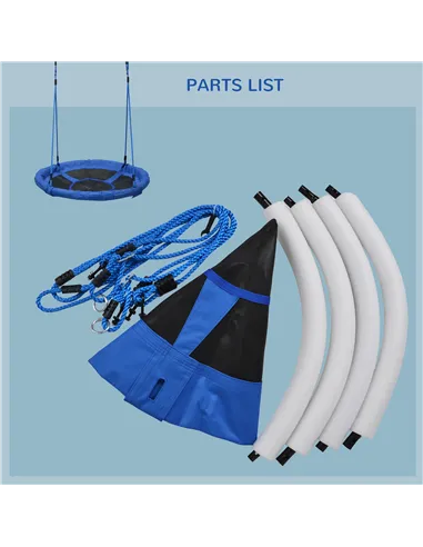 HOMCOM Kid Nest Swing Seat Saucer Tree Swing 40 Inch/100cm for Outdoor Indoor Blue