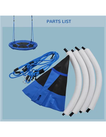 HOMCOM Kid Nest Swing Seat Saucer Tree Swing 40 Inch/100cm for Outdoor Indoor Blue