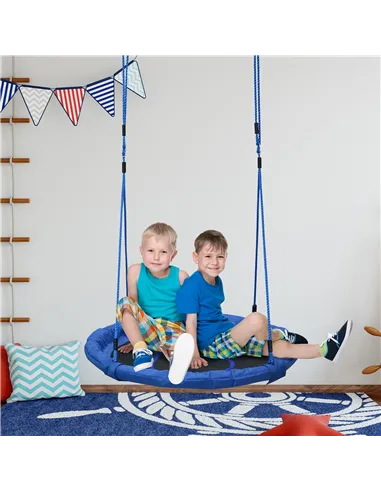 HOMCOM Kid Nest Swing Seat Saucer Tree Swing 40 Inch/100cm for Outdoor Indoor Blue