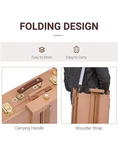 HOMCOM Wooden Art Easel Tripod Sketch Artist Painters Craft Portable Folding Drawing Board Lightweight - Natural Wood