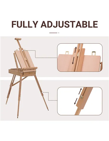HOMCOM Wooden Art Easel Tripod Sketch Artist Painters Craft Portable Folding Drawing Board Lightweight - Natural Wood