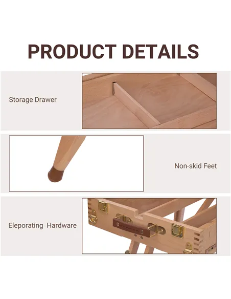 HOMCOM Wooden Art Easel Tripod Sketch Artist Painters Craft Portable Folding Drawing Board Lightweight - Natural Wood
