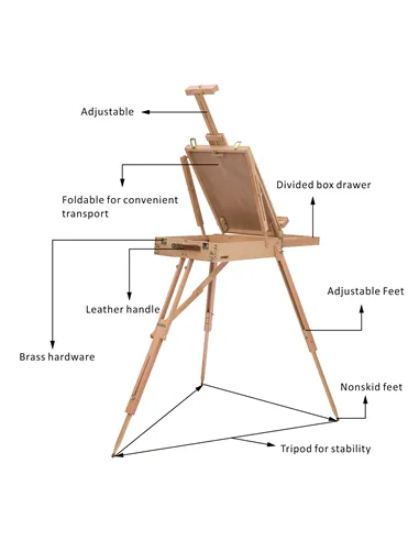 HOMCOM Wooden Art Easel Tripod Sketch Artist Painters Craft Portable Folding Drawing Board Lightweight - Natural Wood