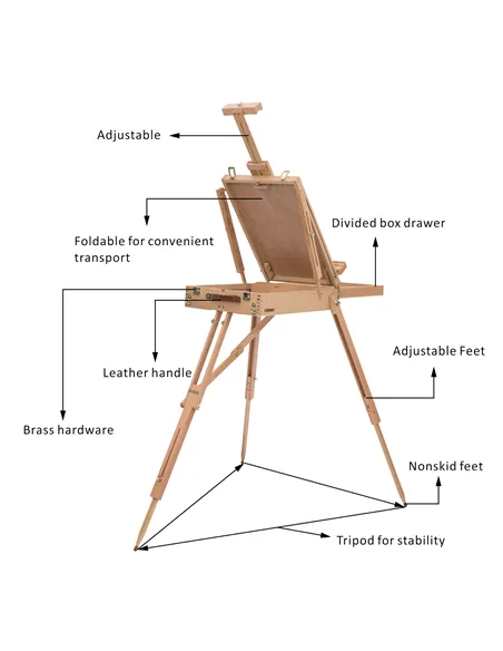 HOMCOM Wooden Art Easel Tripod Sketch Artist Painters Craft Portable Folding Drawing Board Lightweight - Natural Wood