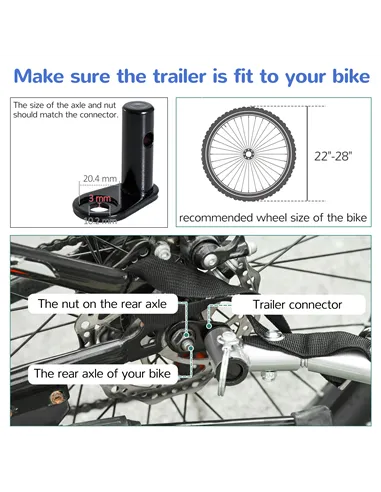 HOMCOM 2 Seat Bike Trailer Bicycle wagon for Kids Child Steel Frame Safety Harness Seat Carrier Hitch Coupler Blue White 130 x 7