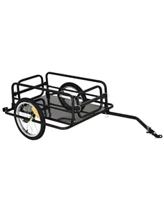 HOMCOM Bike Cargo Trailer in Steel Frame Extra Bicycle Storage Carrier with Hitch-Black
