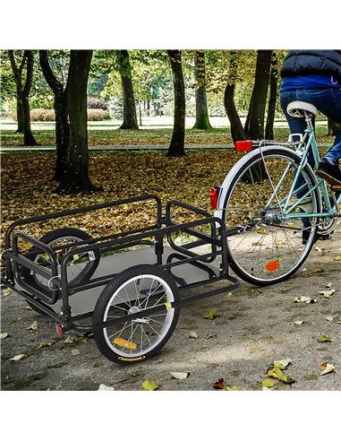 HOMCOM Bike Cargo Trailer in Steel Frame Extra Bicycle Storage Carrier with Hitch-Black