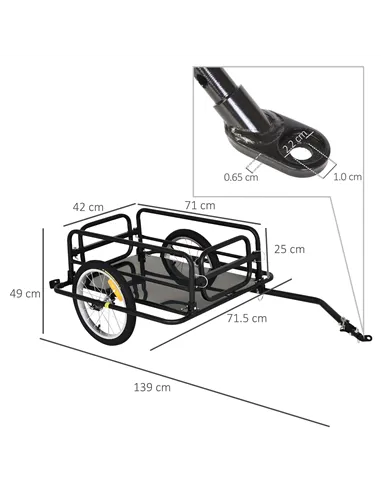 HOMCOM Bike Cargo Trailer in Steel Frame Extra Bicycle Storage Carrier with Hitch-Black
