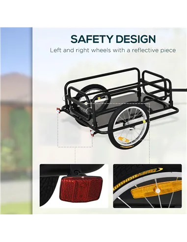 HOMCOM Bike Cargo Trailer in Steel Frame Extra Bicycle Storage Carrier with Hitch-Black