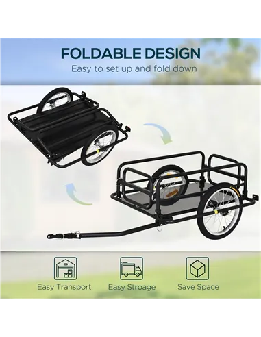 HOMCOM Bike Cargo Trailer in Steel Frame Extra Bicycle Storage Carrier with Hitch-Black