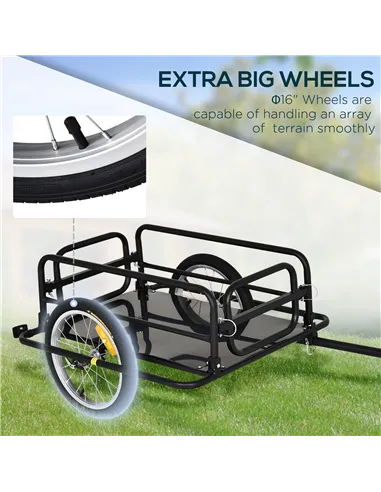 HOMCOM Bike Cargo Trailer in Steel Frame Extra Bicycle Storage Carrier with Hitch-Black