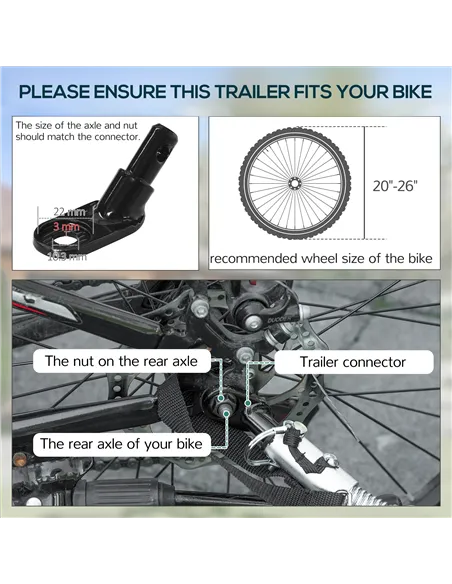 HOMCOM Bike Cargo Trailer in Steel Frame Extra Bicycle Storage Carrier with Hitch-Black