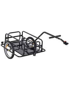 HOMCOM Bike Cargo Trailer Bicycle Trailer Cargo Storage Cart w/ Hitch Cycling Camping Luggage Storage Carrier Transport Steel Bl