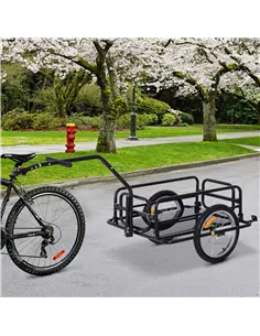 HOMCOM Bike Cargo Trailer Bicycle Trailer Cargo Storage Cart w/ Hitch Cycling Camping Luggage Storage Carrier Transport Steel Bl 2