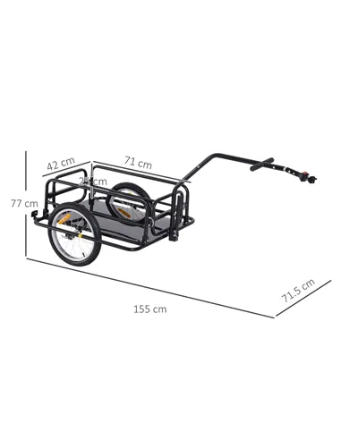 HOMCOM Bike Cargo Trailer Bicycle Trailer Cargo Storage Cart w/ Hitch Cycling Camping Luggage Storage Carrier Transport Steel Bl