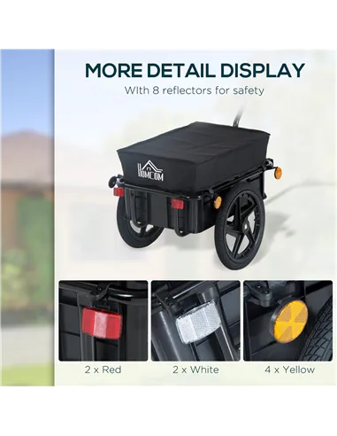 HOMCOM Cargo Trailer Bike Stroller Garden Trolley W/Carrier Utility Luggage & Wheels Black
