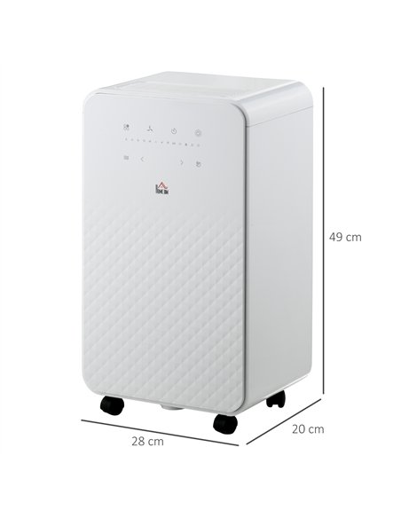 HOMCOM 2000mL Portable Dehumidifier with Air Purifier, 24H Timer, 5 Modes, 12L/Day, for Home Laundry, White