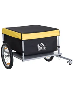 HOMCOM Bicycle Cargo Trailer, Two-Wheel Bicycle Large Cargo Wagon Trailer Oxford Fabric, Folding Storage, & Removable Cover, Yel
