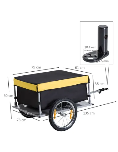 HOMCOM Bicycle Cargo Trailer, Two-Wheel Bicycle Large Cargo Wagon Trailer Oxford Fabric, Folding Storage, & Removable Cover, Yel