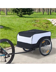 HOMCOM Bike Trailer Cargo in Steel Frame Extra Bicycle Storage Carrier with Removable Cover and Hitch (White and Black) 2