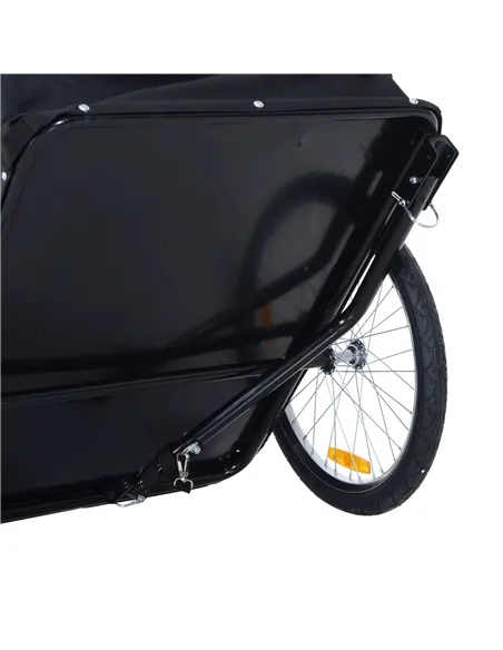 HOMCOM Bike Trailer Cargo in Steel Frame Extra Bicycle Storage Carrier with Removable Cover and Hitch (White and Black)