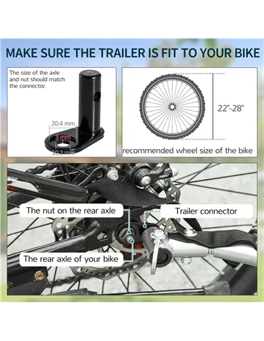 HOMCOM Two-Wheel Bicycle Large Cargo Wagon Trailer Oxford Fabric, Folding Storage, & Removable Cover, Red&Black