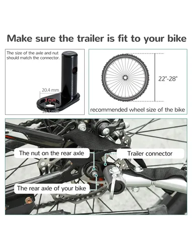 HOMCOM 2 Seat Bike Trailer Bicycle wagon for Kids Child Steel Frame Safety Harness Seat Carrier Orange Black 130 x 76 x 88 cm