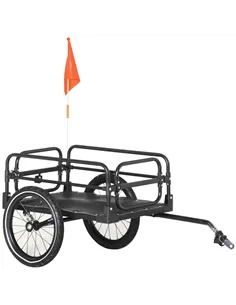 HOMCOM Steel Bike Trailer with Triple Safety, Wagon Bicycle Trailer with Suspension, 2 Wheels Outdoor Storage Carrier, Black