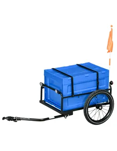HOMCOM 65L Steel Frame Bike Trailer Storage Box - Blue