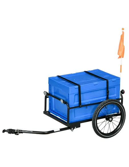 HOMCOM 65L Steel Frame Bike Trailer Storage Box - Blue