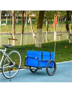 HOMCOM 65L Steel Frame Bike Trailer Storage Box - Blue 2