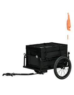HOMCOM 65L Steel Frame Bike Trailer Storage Box - Black