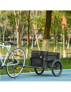 HOMCOM 65L Steel Frame Bike Trailer Storage Box - Black 2