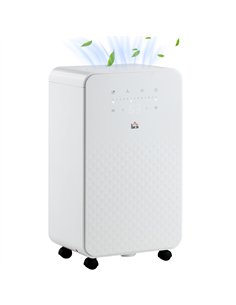 HOMCOM 2000mL Portable Dehumidifier with Air Purifier, 24H Timer, 5 Modes, 10L/Day, for Home Laundry, White