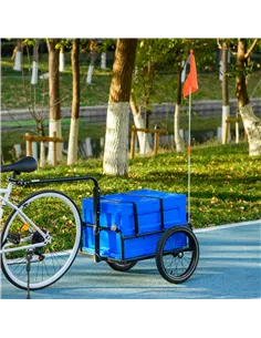 HOMCOM Steel Trailer for Bike, Bicycle Cargo Trailer with 65L Foldable Storage Box and Safe Reflectors, Max Load 40KG, Blue 2
